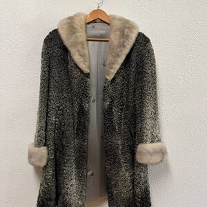 Elegant Gray Faux Fur Coat